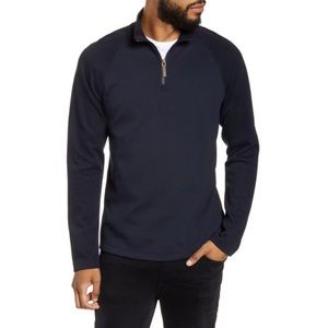 VINCE Quarter 1/4 Zip Ribbed Pullover Navy Large